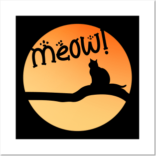 Harvest Moon Cat | Meow Posters and Art